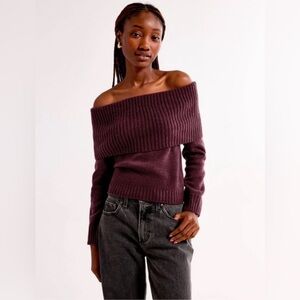 Abercrombie Maroon Off the Shoulder Sweater